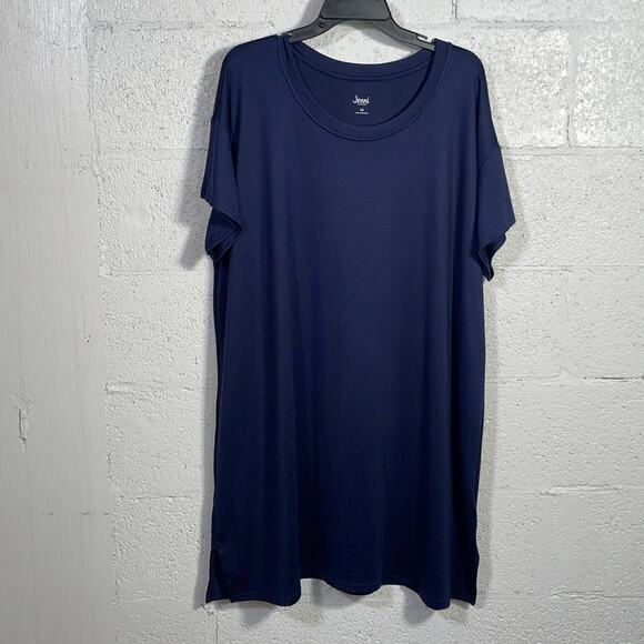 Jenni Plus Size Short Sleep Shirt navy 1X - Picture 1 of 5